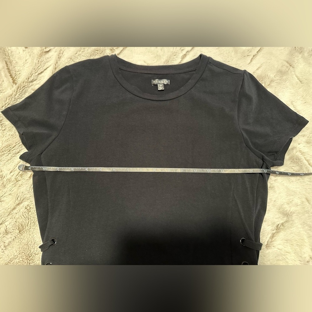 Hannah Black Lace-Up Eyelet Short Sleeve Top - Picture 4 of 7